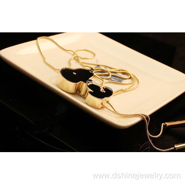 Cute Shiny Stones Animal Pendant Necklace Gold Long Necklace